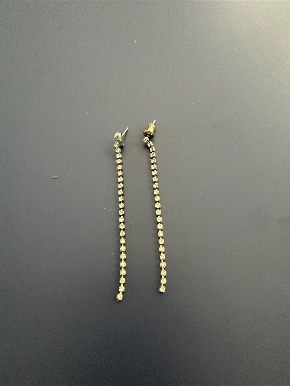 Delicate Gold-Tone Linear Drop Rhinestone Earrings